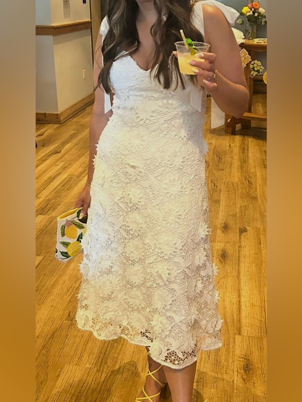 White Lace Tie Strap Women's Dress